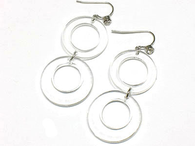 Lucite ice double hoop drop earring  - nude fashion trend - hoops