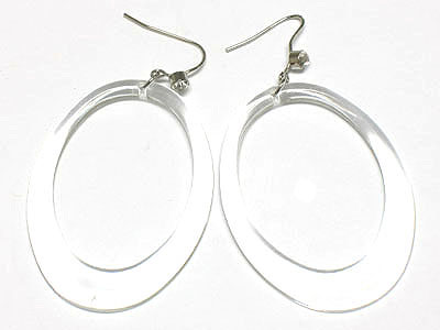 Lucite ice oval hoop earring  - nude fashion trend - hoops