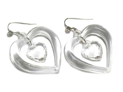 Lucite ice heart earring  - nude fashion trend