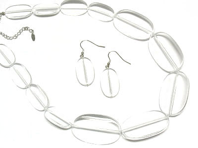 Lucite ice beads necklace and earring set  - nude fashion trend