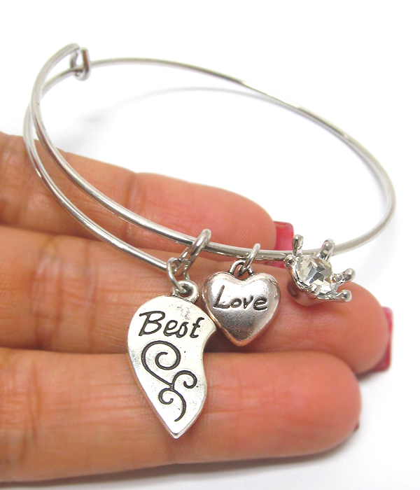 Best friends wire bangle bracelet - best