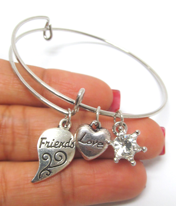 Best friends wire bangle bracelet - friends