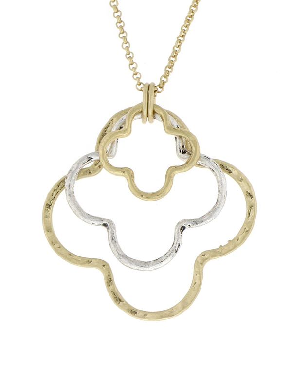 Handmade triple quatrefoil pendant necklace