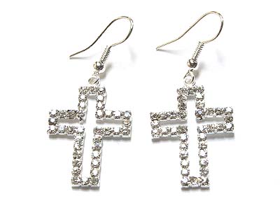 Crystal cross earring