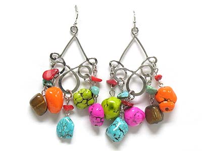 Dyed genuine stone drop earring