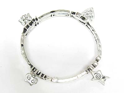 Heart angel crown and star charm stretch bracelet