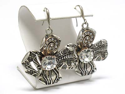 Large crystal and flower fashion earring