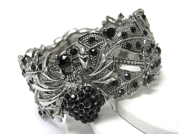 Crystal stud spider deco metal bracelet