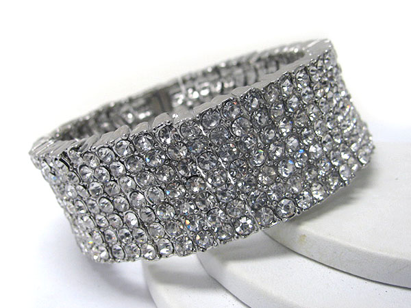 7 line crystal stud metal stretch bracelet