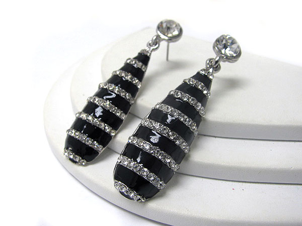 Crystal and epoxy deco metal bar earring