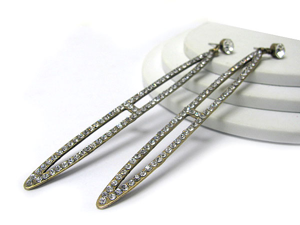 Crystal stud long metal stick earring