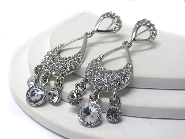 Crystal stud tear drop earring