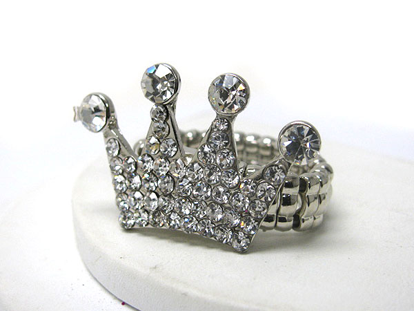 Crystal stud crown stretch ring