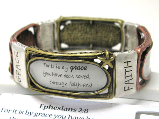 Bible inspiration message metal stretch bracelet