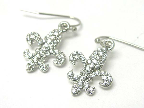 Crystal fleur de lis hook earring