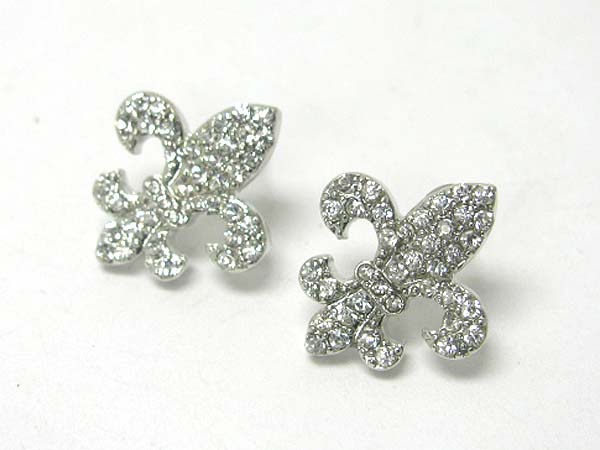 Crystal fleur de lis post earring