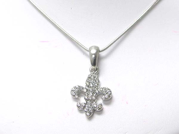 Crystal fleur de lis pendant necklace