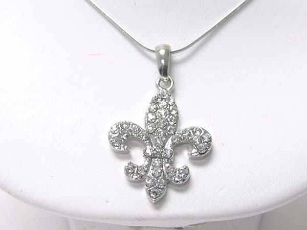 Crystal fleur de lis pendant necklace