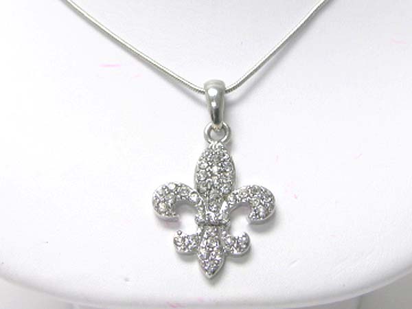 Crystal fleur de lis pendant necklace