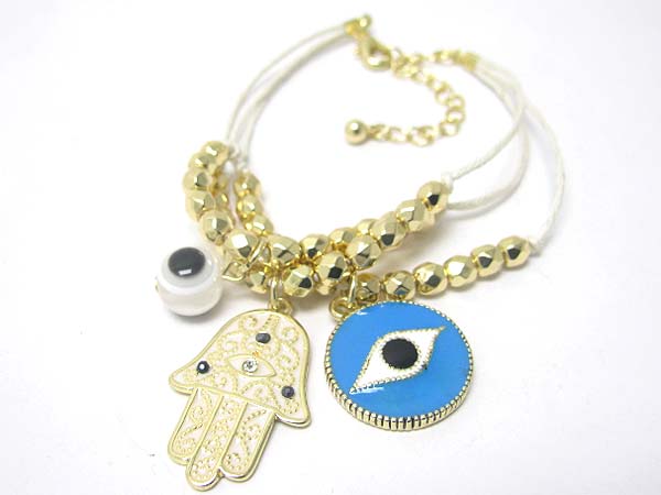 Evial eye and guardian hand charm bracelet