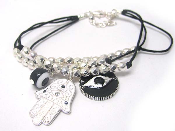 Evial eye and guardian hand charm bracelet