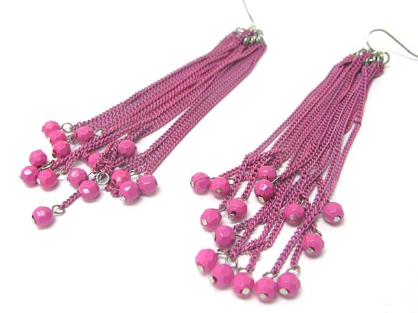 Metal chain and acryl ball drop earring