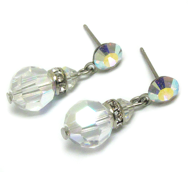 Swarovski crystal ball and rondelle drop earring - made in usa