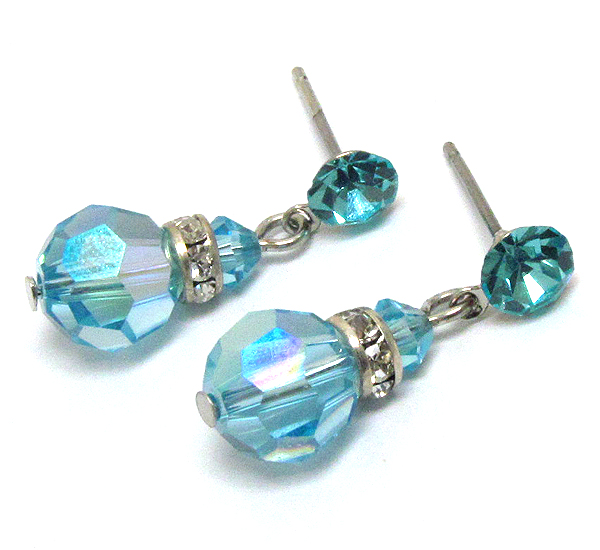 Swarovski crystal ball and rondelle drop earring - made in usa