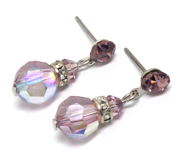 Swarovski crystal ball and rondelle drop earring - made in usa