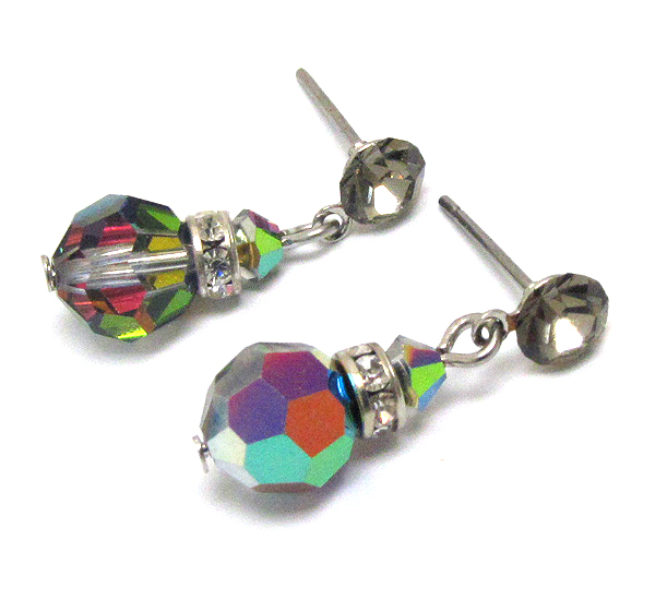 Swarovski crystal ball and rondelle drop earring - made in usa