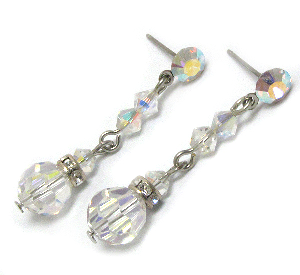 Swarovski crystal ball and rondelle drop earring - made in usa