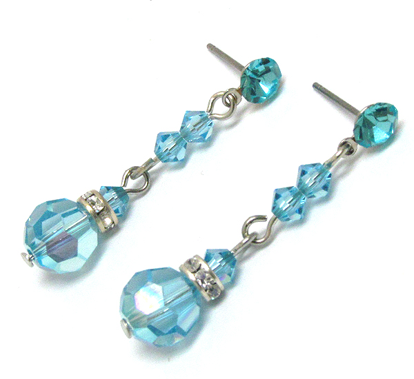 Swarovski crystal ball and rondelle drop earring - made in usa