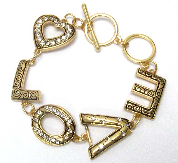 Crystal deco love message bracelet