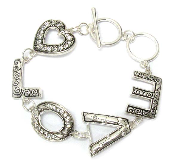 Crystal deco love message bracelet