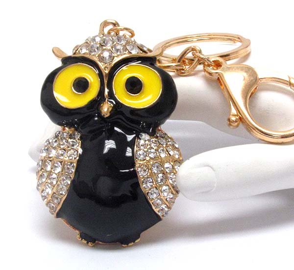 Crystal and epoxy deco owl key chain