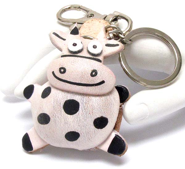 Leather cow key chain