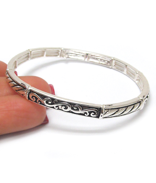Metal filigree stackable stretch bracelet