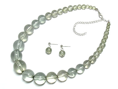 Lucite extra clear ball necklace and earring set - transparent fashion