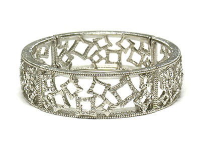 Noblesse elastic stone pave metal stretch bracelet