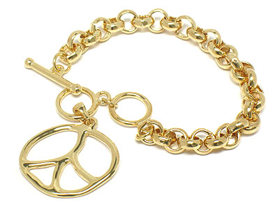 Pure metal peace toggle bracelet