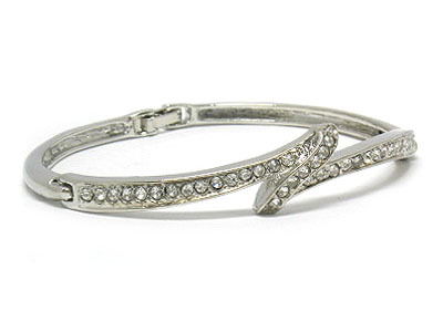 Boutique style crystal paved bend line bracelet 