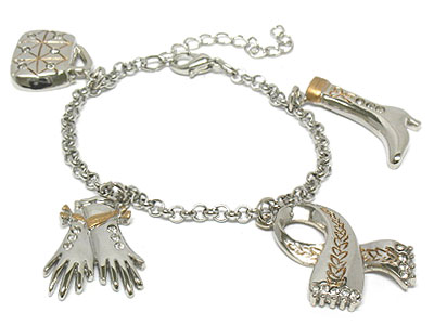 Multi crystal paved charms bracelet