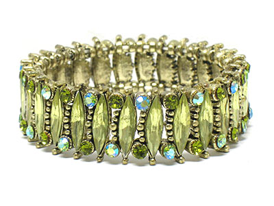 Crystal and facet cut acryl stone double stretch bracelet 