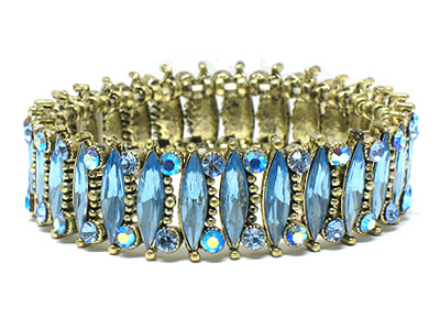 Crystal and facet cut acryl stone double stretch bracelet 