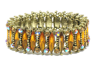 Crystal and facet cut acryl stone double stretch bracelet 