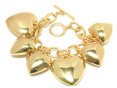 Multi metal pure heart toggle bracelet