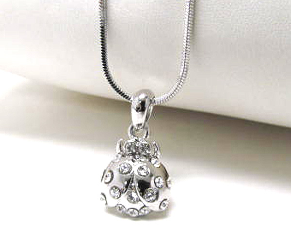 Made in korea whitegold plating crystal ladybug necklace