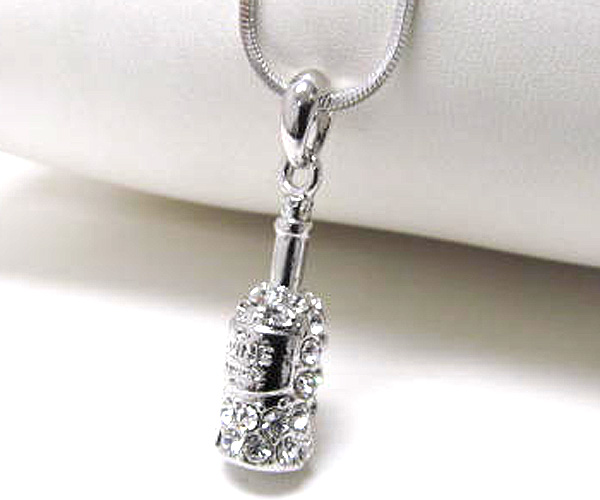 Made in korea whitegold plating crystal wine bottle necklace