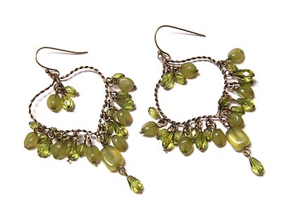 Antique style glass beads chandelier earring