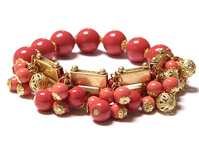 Multi filegree metal beads stretch bracelet